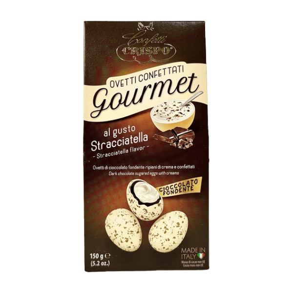 Crispo Ovetti Confettati Gourmet Cioccolato Fondente al gusto Stracciatella 150g