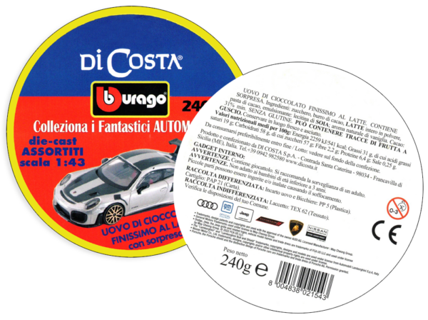 Di Costa Automodelli Uovo di Cioccolato al Latte con Sorpresa e Modellino 240g ingredienti