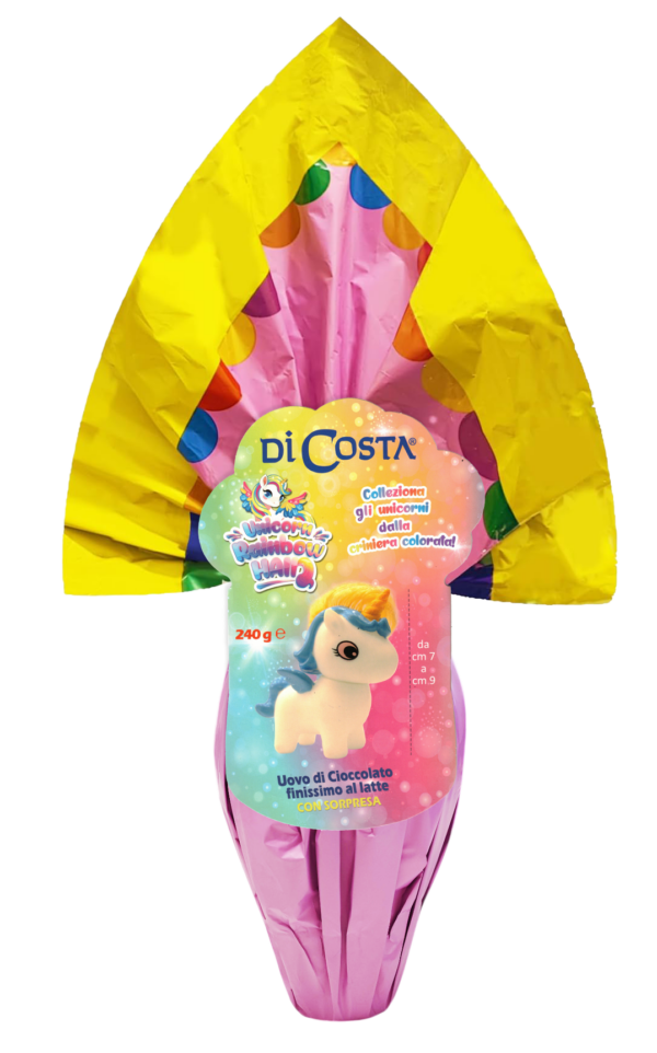 Di Costa Unicorno Rainbow Hair Uovo di Cioccolato al Latte con Sorpresa 240g