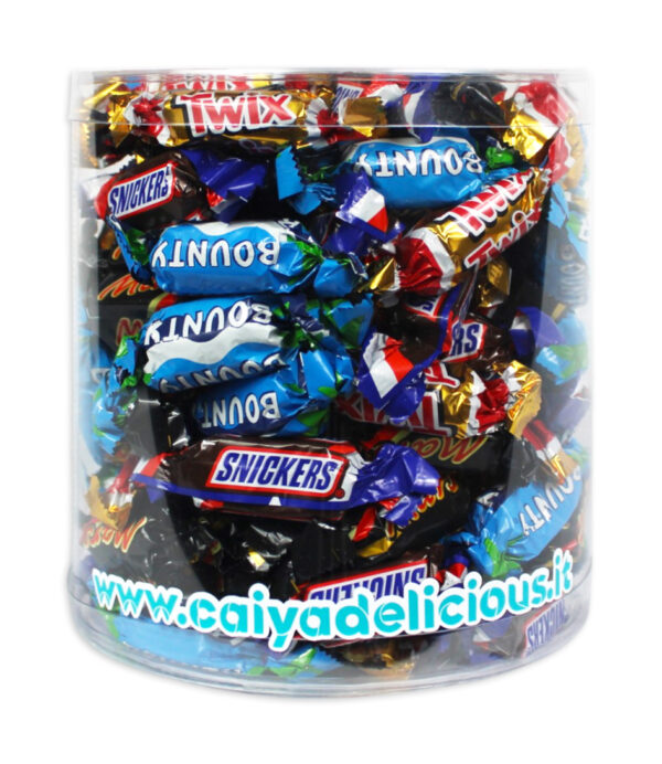 Cilindro Miniatures Mix con Bounty, Mars, Snickers e Twix 1kg