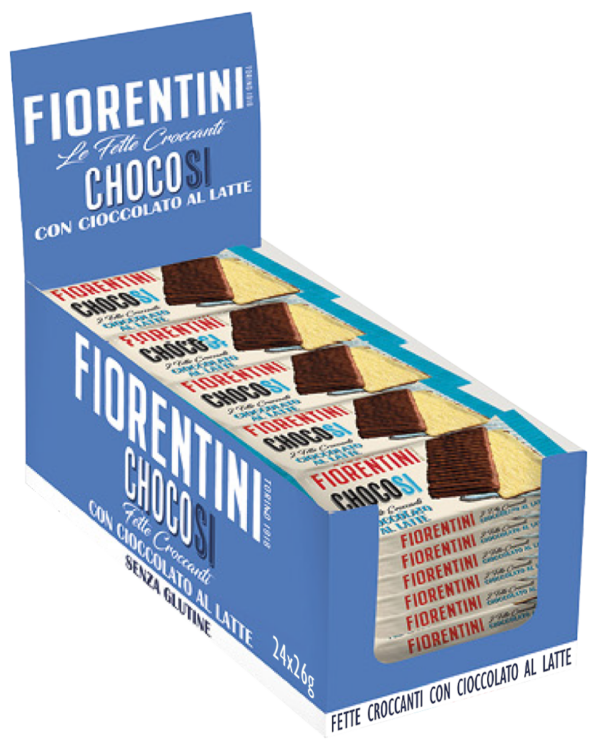 Fiorentini ChocoSi Fette Croccanti di Riso e Mais Cioccolato Latte, Box 24x26g