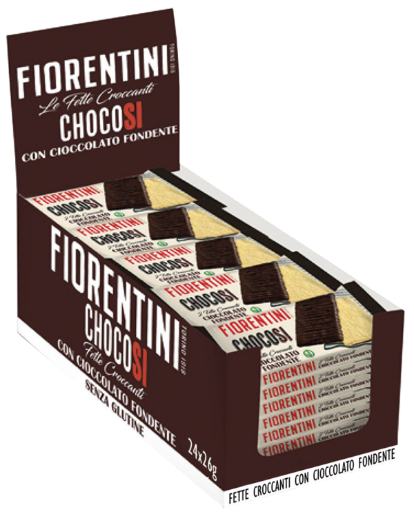 Fiorentini ChocoSi Fette Croccanti di Riso e Mais Cioccolato Fondente, Box 24x26g