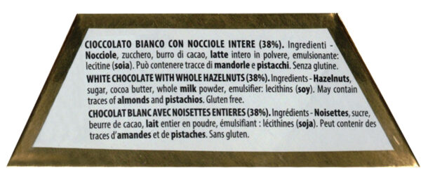 Novi Uovo Nocciolato Bianco con Nocciole Intere Italiane 450g ingredienti
