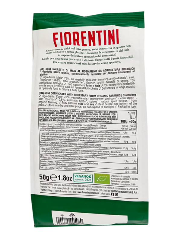 Fiorentini Mais Snack Bio Mini Gallette al Rosmarino 50g ingredienti