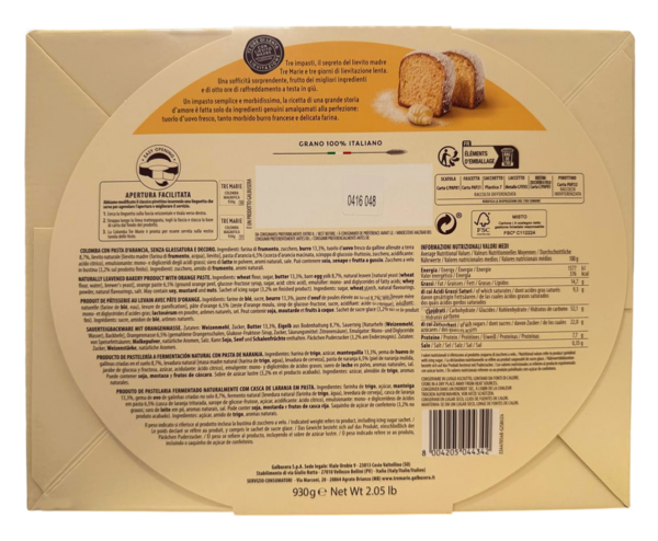 Tre Marie Colomba Magnifica in Scatola 930g ingredienti