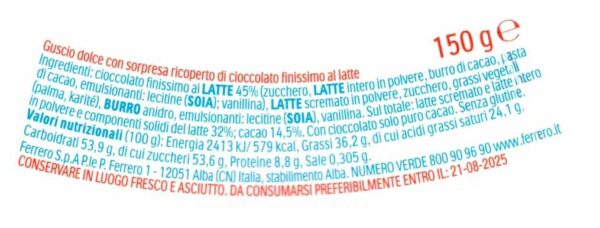 Kinder GranSorpresa Pokemon Uovo di Cioccolato al Latte 150g ingredienti