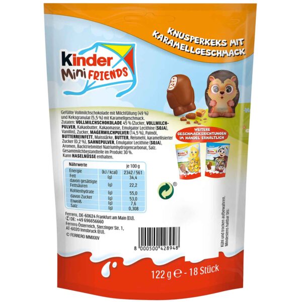Kinder Mini Friends Ricci di Cioccolato con Pezzi di Biscotto al Caramello 122g
