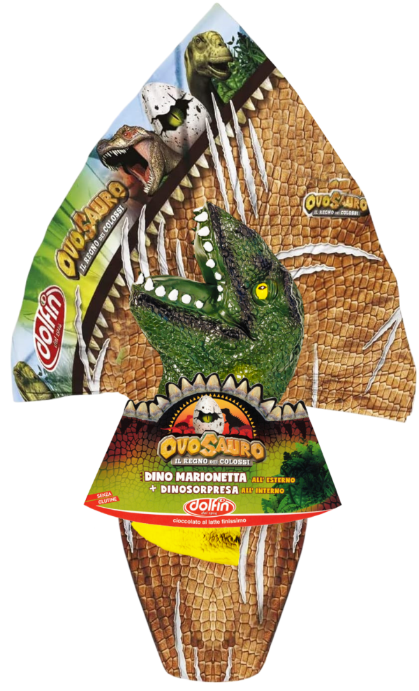 Dolfin Uovo Ovosauro Cioccolato al Latte con Dino Marionetta e Sorpresa 320g