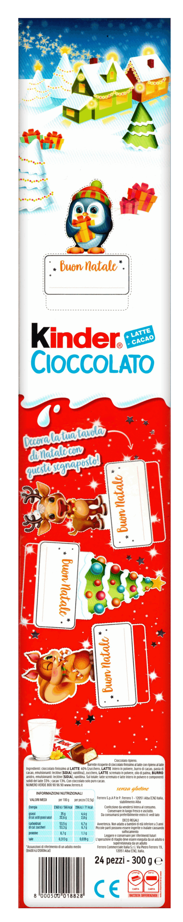 Kinder Cioccolato Mezzo Metro Natale 2025 con 24 Barrette 300g retro