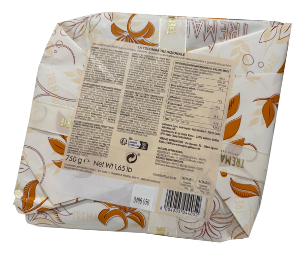 Tre Marie Colomba Tradizionale Incartata a Mano 750g ingredienti