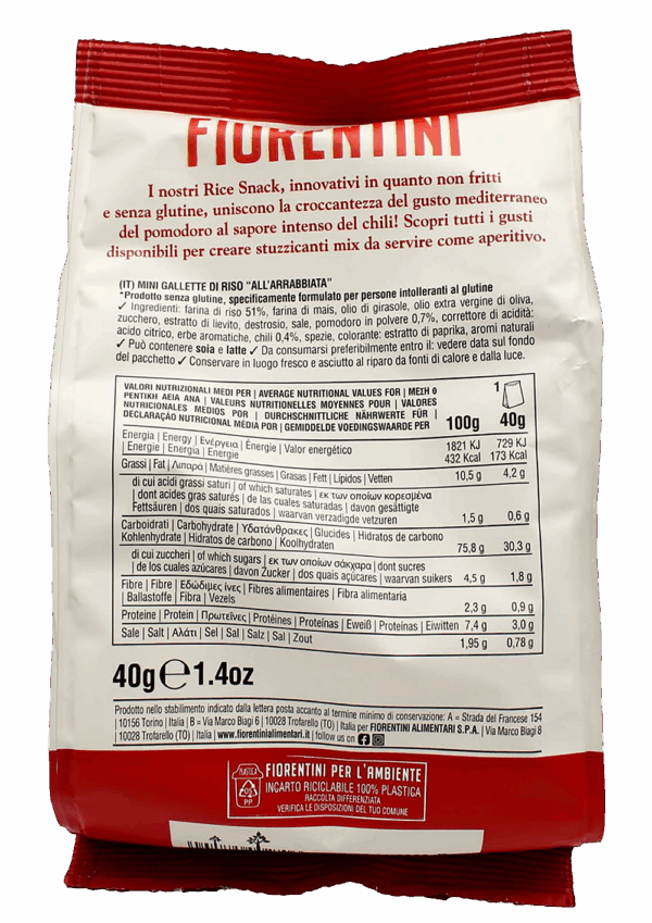Fiorentini Rice Snack Bio Mini Gallette di Riso all'Arrabbiata 40g - immagine 3