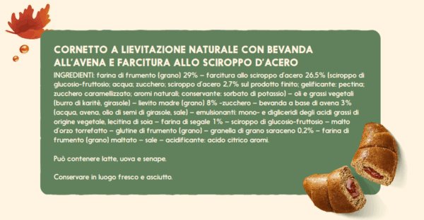 Misura Naturaricca Cornetti allo Sciroppo d'Acero e Cereali 298g ingredienti