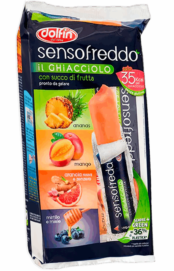 Dolfin Sensofreddo Ghiaccioli Ananas, Mango, Arancia Rossa e Mirtillo 420ml