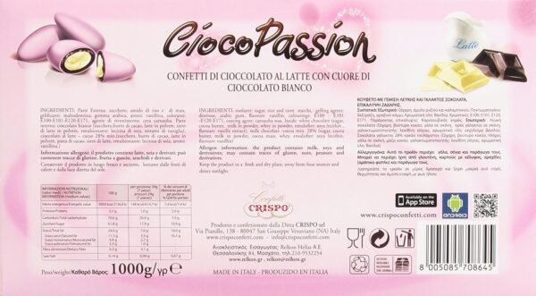 Crispo Cioco Passion Confetti Rosa con Cioccolato al Latte e Bianco 1kg retro