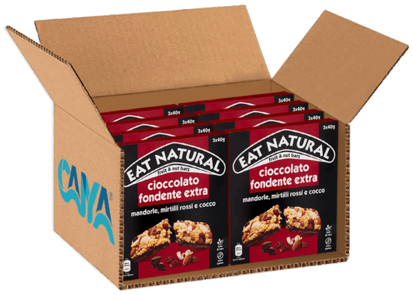 Eat Natural Barretta con Cioccolato Fondente, Mandorle, Mirtilli Rossi e Cocco 120g box