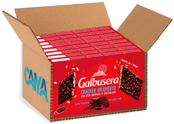Galbusera Cracker ai Cereali Ricoperto con Riso Soffiato e Cioccolato Fondente Extra 150g box