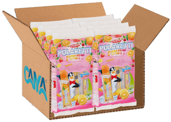 Dolfin Polaretti Fruit ROSA Ghiaccioli Arancia, Fragola, Amarena e Limone 420ml box