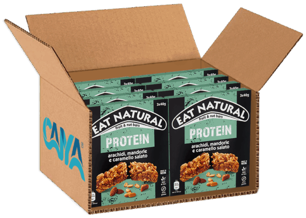 Eat Natural Protein Barretta con Arachidi, Mandorle e Caramello Salato 120g box