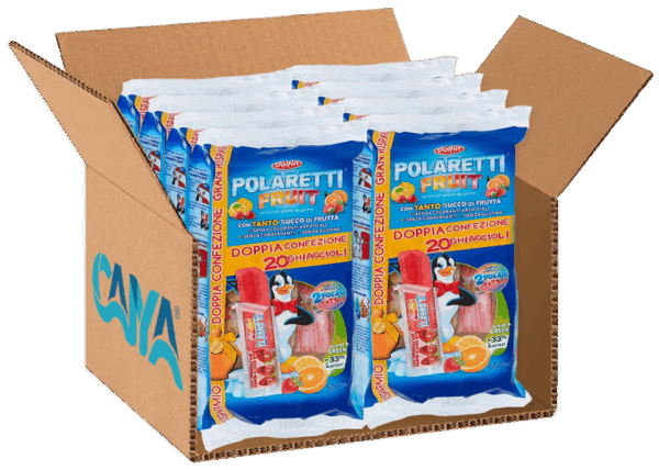 Dolfin Polaretti Fruit BLU Doppia Confezione Ghiaccioli Arancia, Fragola, Amarena e Limone 840ml box