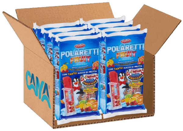 Dolfin Polaretti Fruit BLU Ghiaccioli Arancia, Fragola, Amarena e Limone 420ml box