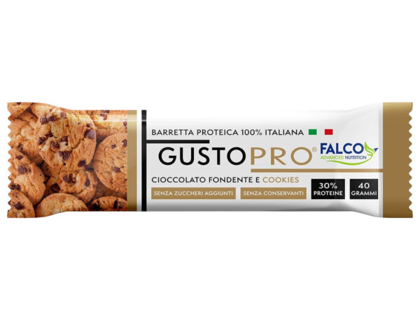 GustoPro Barretta Proteica al Cioccolato Fondente e Cookie, Box 24x40g