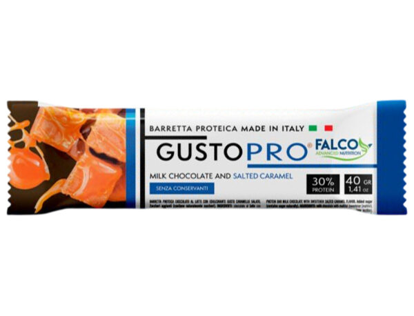 GustoPro Barretta Proteica al Cioccolato a Latte e Caramello Salato, Box 24x40g