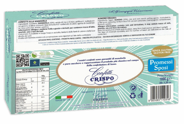 Crispo Promessi Sposi Confetti CELESTE alla Mandorla 1kg retro