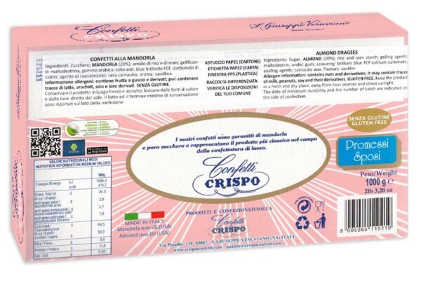 Crispo Promessi Sposi Confetti ROSA alla Mandorla 1kg retro