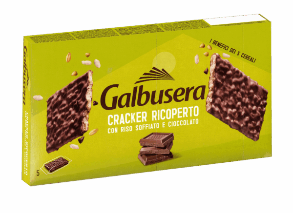 Galbusera Cracker ai Cereali Ricoperto con Riso Soffiato e Cioccolato al Latte 150g