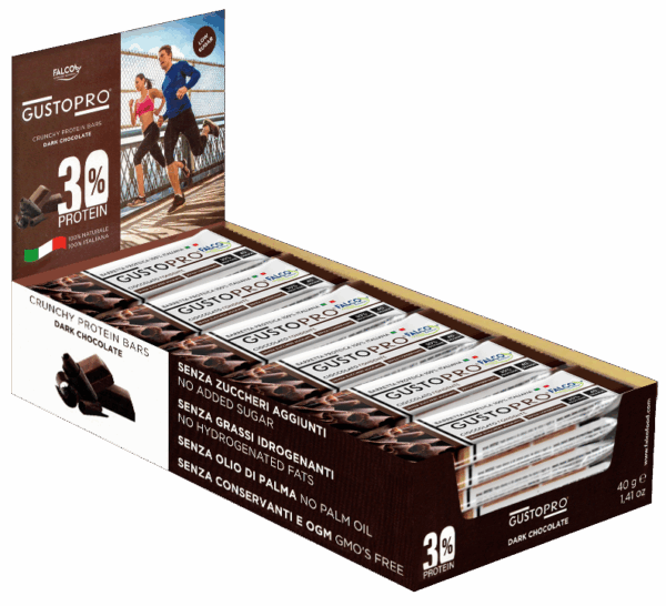 GustoPro Barretta Proteica al Cioccolato Fondente, Box 24x40g