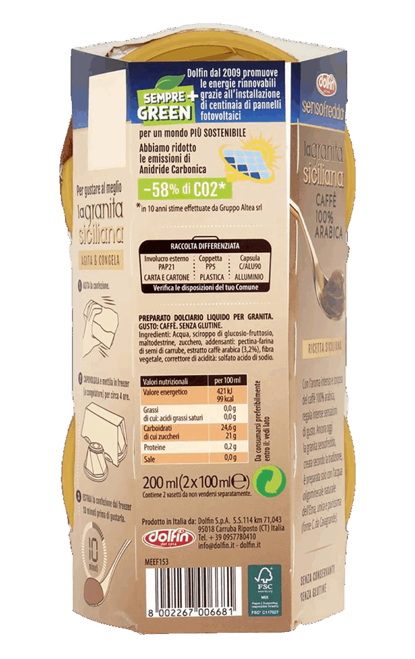 Dolfin Sensofreddo La Granita Siciliana Caffè 100% Arabica 200ml - immagine 2