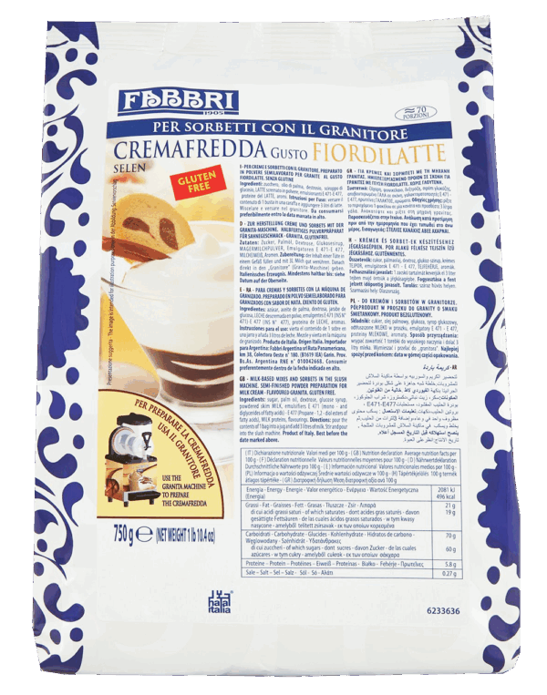 Fabbri Cremafredda Gusto Fioridilatte, Preparato in Polvere 750g ingredienti
