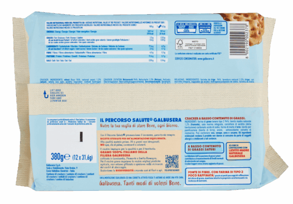 Galbusera Magretti Cracker a Basso Contenuto di Grassi Saturi 380g ingredienti