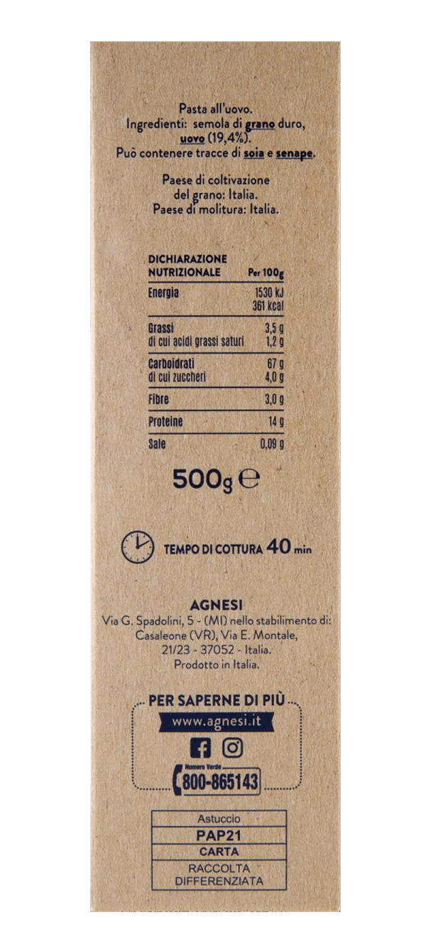 Agnesi Festaiola Lasagne all'Uovo di Grano Duro 500g - immagine 4