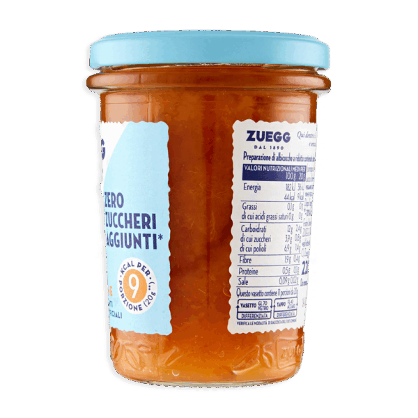 Zuegg Marmellata alle Albicocche Zero Zuccheri Aggiunti 220g