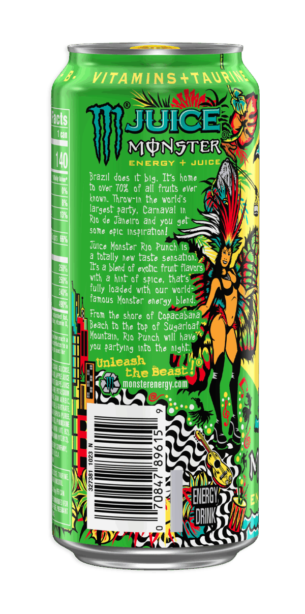 Monster Energy Juice Rio Punch, Bevanda Energetica al Punch Tropicale 500ml