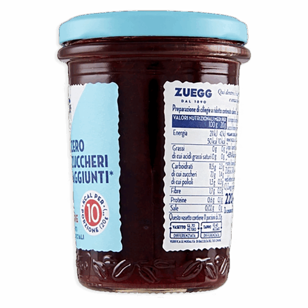 Zuegg Marmellata alle Ciliegie Nere Zero Zuccheri Aggiunti 220g