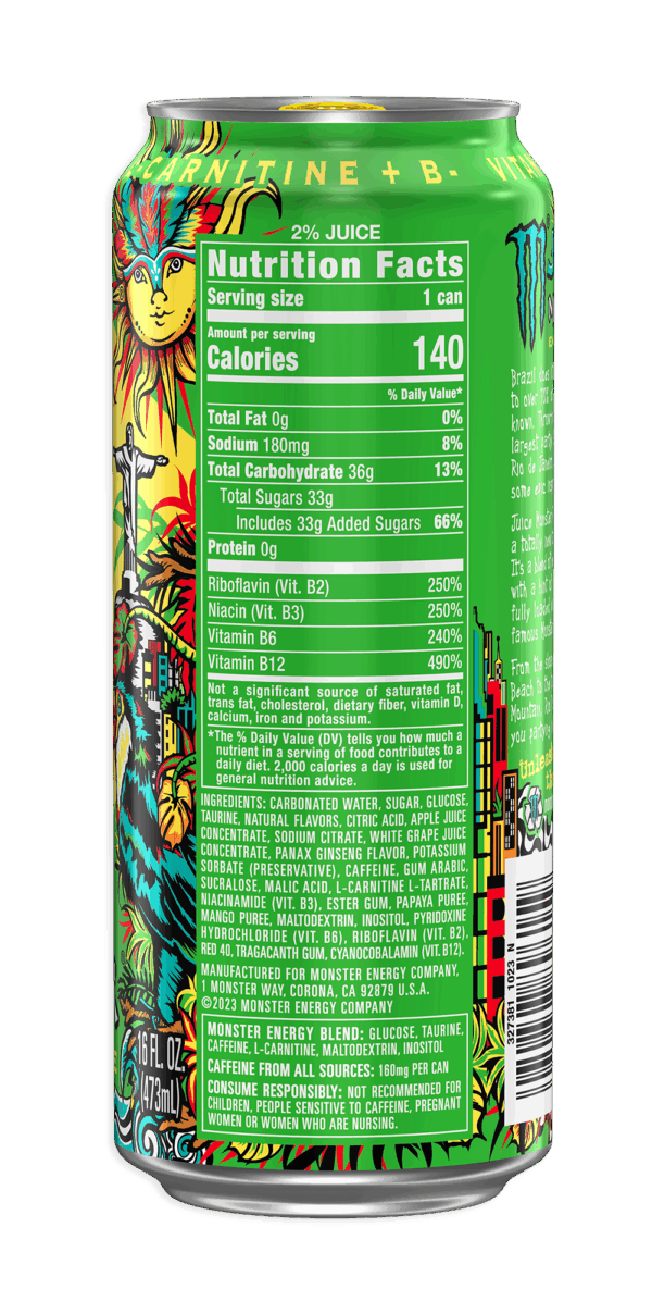 Monster Energy Juice Rio Punch, Bevanda Energetica al Punch Tropicale 500ml