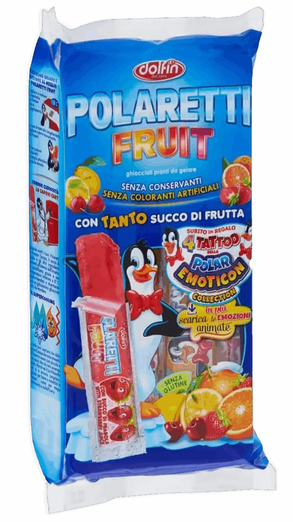 Dolfin Polaretti Fruit BLU Ghiaccioli Arancia, Fragola, Amarena e Limone 420ml