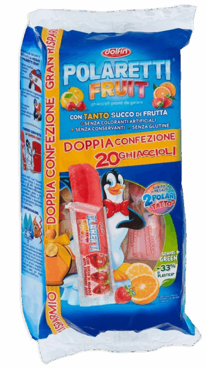 Dolfin Polaretti Fruit BLU Doppia Confezione Ghiaccioli Arancia, Fragola, Amarena e Limone 840ml