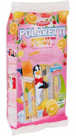 Dolfin Polaretti Fruit ROSA Ghiaccioli Arancia, Fragola, Amarena e Limone 420ml