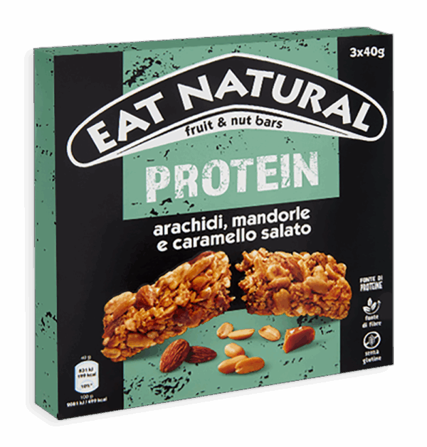Eat Natural Protein Barretta con Arachidi, Mandorle e Caramello Salato 120g