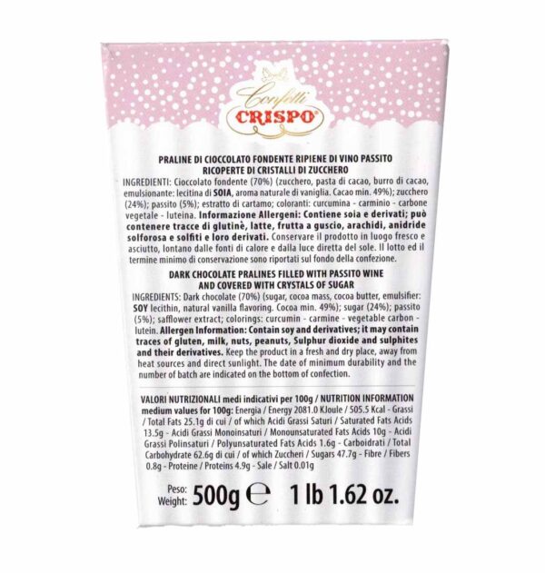Crispo Liqueur Sucrè Dragèes al Cioccolato con Vino Passito 500g - immagine 3