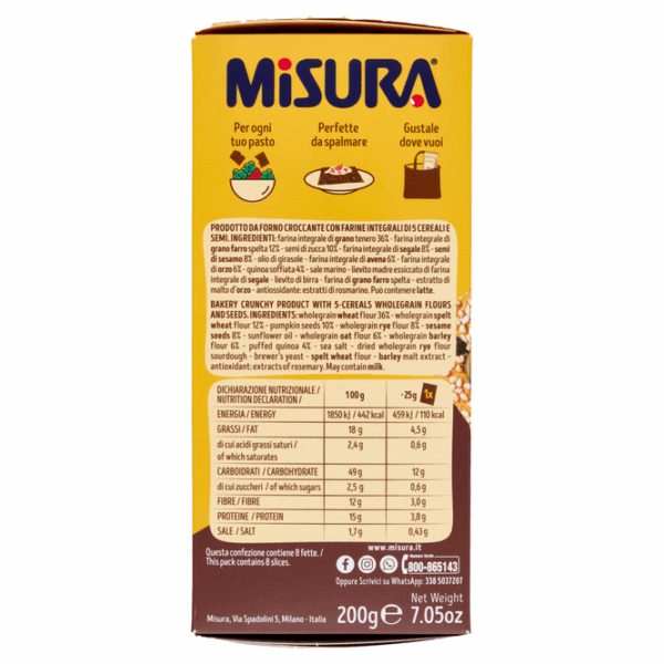Misura Multicereali Croccanti Spesse con Semi di Zucca, Sesamo e Quinoa 160g ingredienti