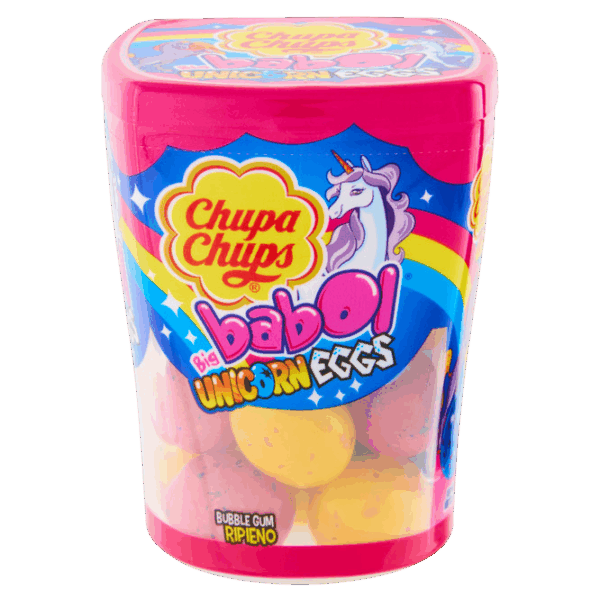 Chupa Chups Big Babol Unicorn Eggs Gomme ai Gusti Assortiti 90g