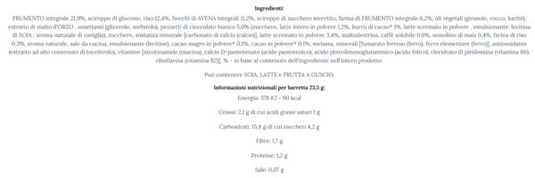 Nestle Fitness Barrette di Cereali Gusto Cappuccino 94g ingredienti
