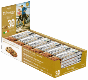 GustoPro Barretta Proteica al Cioccolato Fondente e Cookie, Box 24x40g