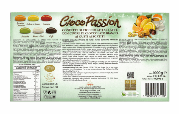 Crispo CiocoPassion Confetti Colorati e Gusti Assortiti Cioccolato al Latte e Bianco Senza Glutine 1Kg - immagine 2