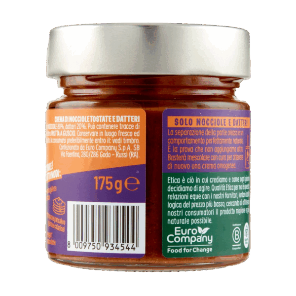 Crema Pura di Nocciole Tostate e Datteri 100% Biologica 175g