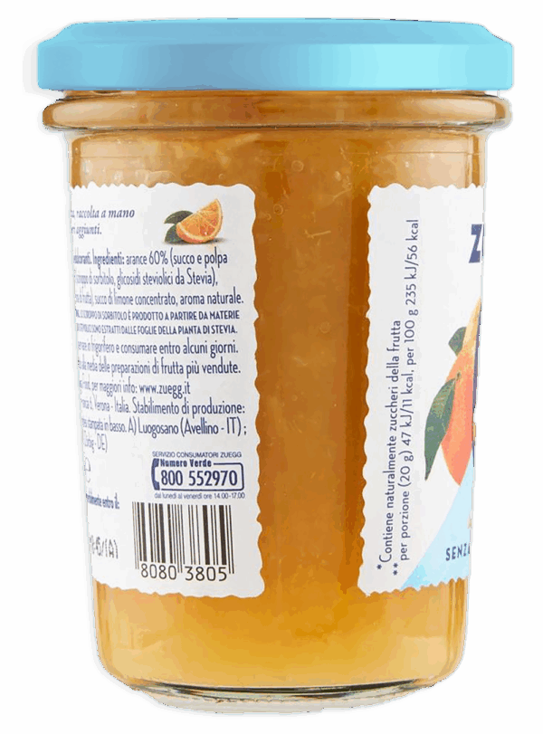 Zuegg Marmellata alle Arance Zero Zuccheri Aggiunti 220g